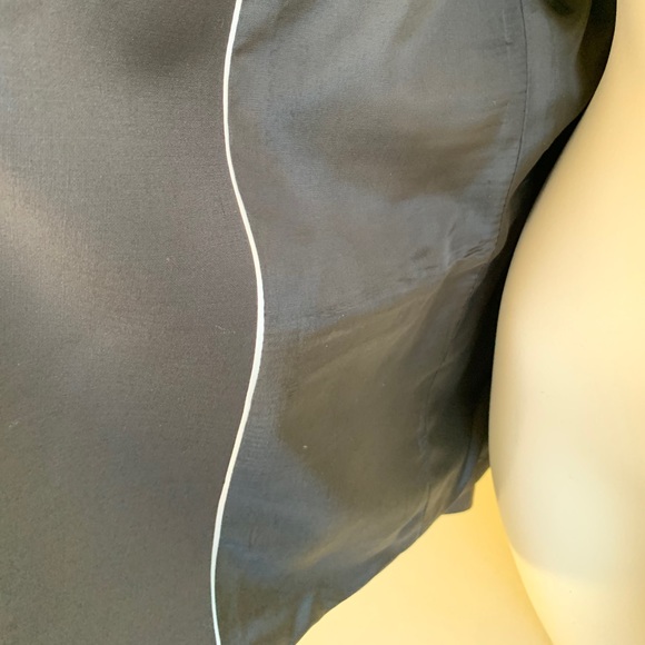 Elegant classic shiny black 87% fine wool double collar blazer jacket Eur44 US12 - Picture 14 of 16